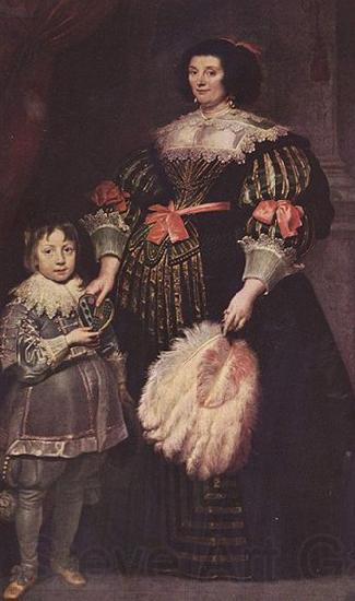 Anthony Van Dyck Portrat der Charlotte Butkens, Herrin von Anoy, mit ihrem Sohn France oil painting art